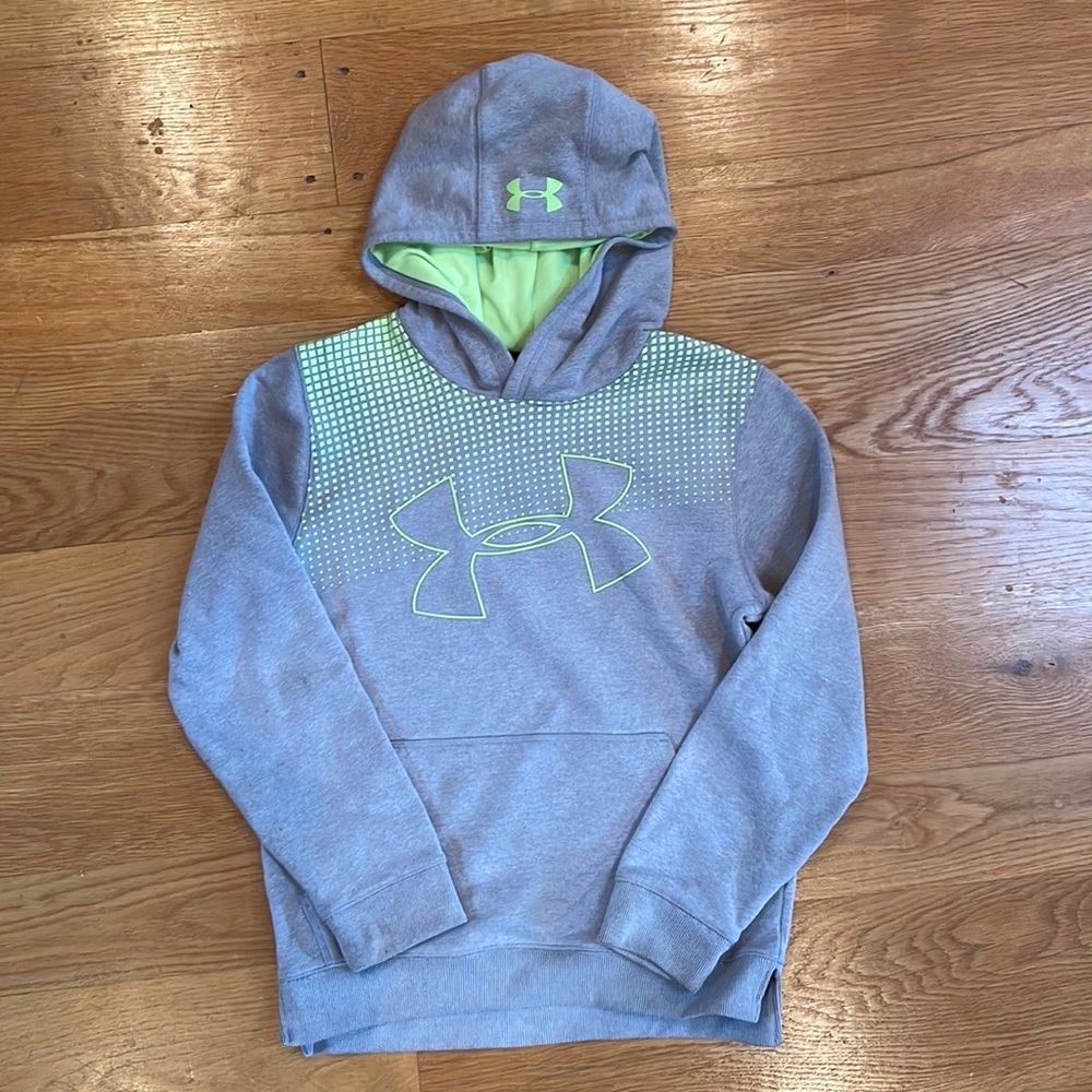 Under Armor grey fleece hoodie, youth L